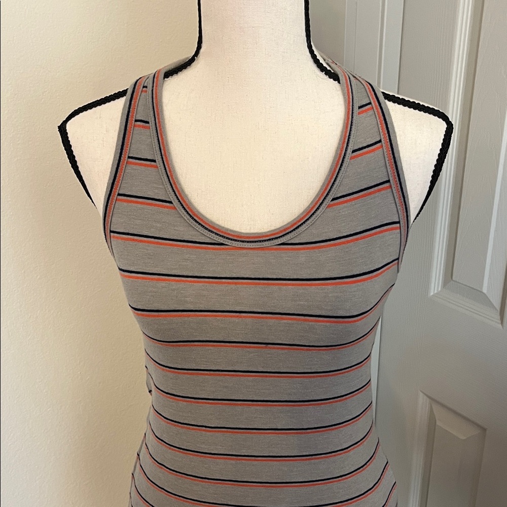 Saint Grace Gray and Orange Striped Tank Dress